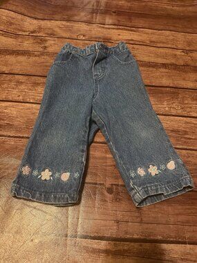 Baby Girl Miniwear Ladybug and Floral Jeans 12 Months